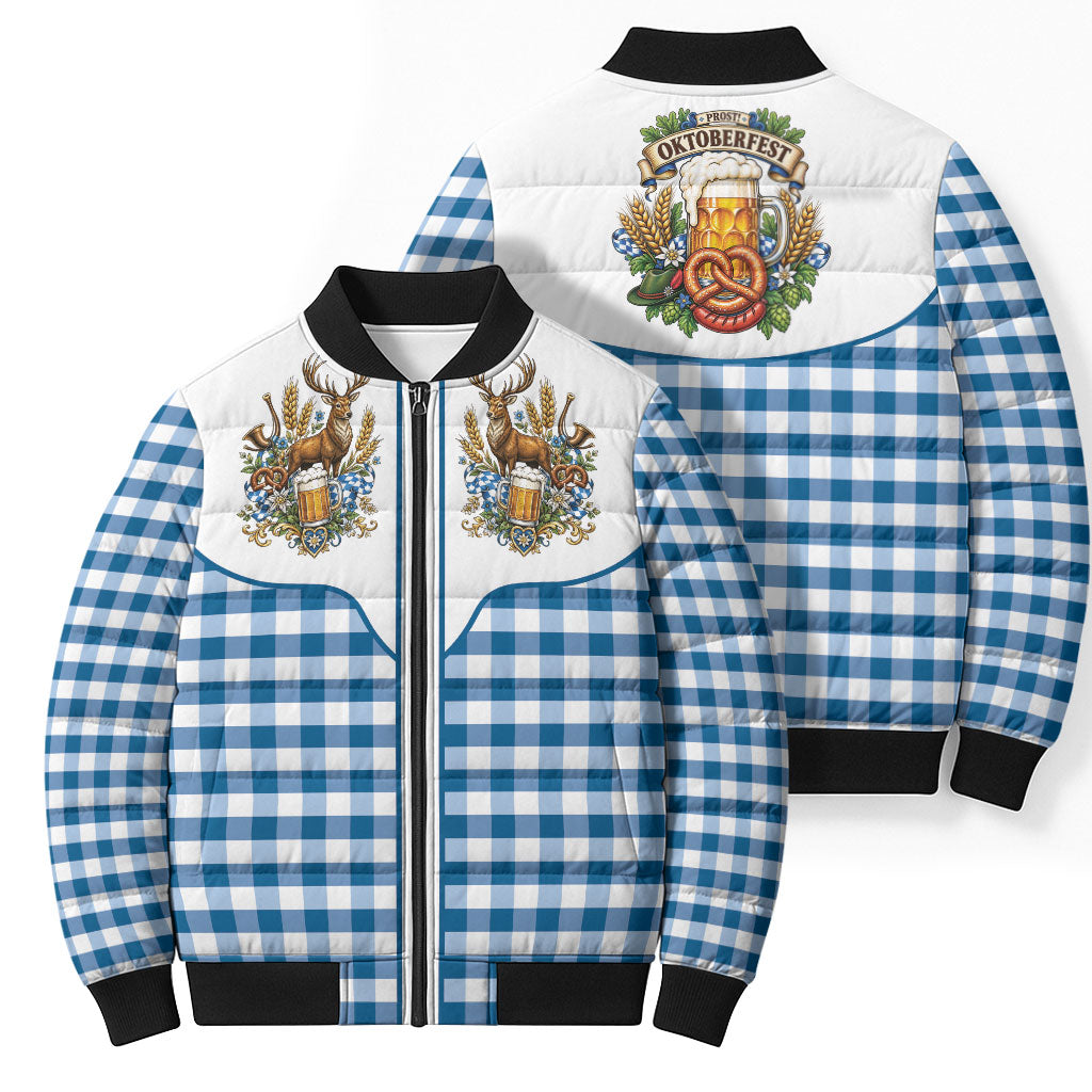 Oktoberfest Bomber Puffer Jacket Country Cowboy Style Blue Version