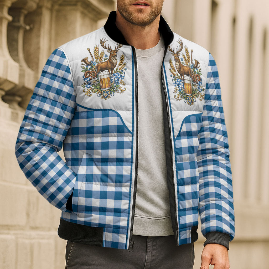 Oktoberfest Bomber Puffer Jacket Country Cowboy Style Blue Version