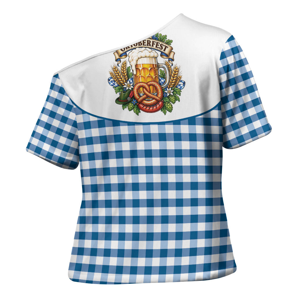 Oktoberfest Cross Shoulder Shirt Country Cowboy Style Blue Version