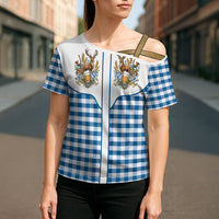 Oktoberfest Cross Shoulder Shirt Country Cowboy Style Blue Version