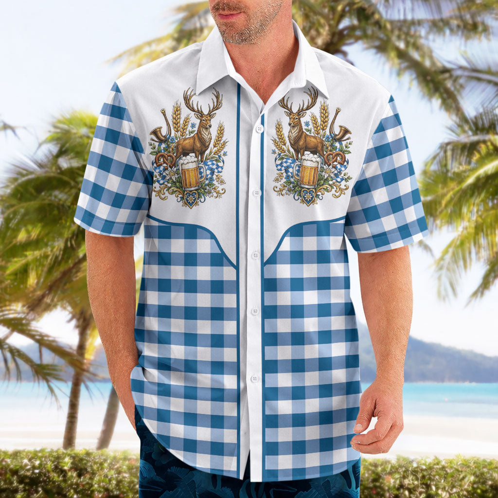 Oktoberfest Hawaiian Shirt Country Cowboy Style Blue Version