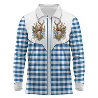 Oktoberfest Long Sleeve Polo Shirt Country Cowboy Style Blue Version