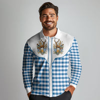 Oktoberfest Long Sleeve Polo Shirt Country Cowboy Style Blue Version