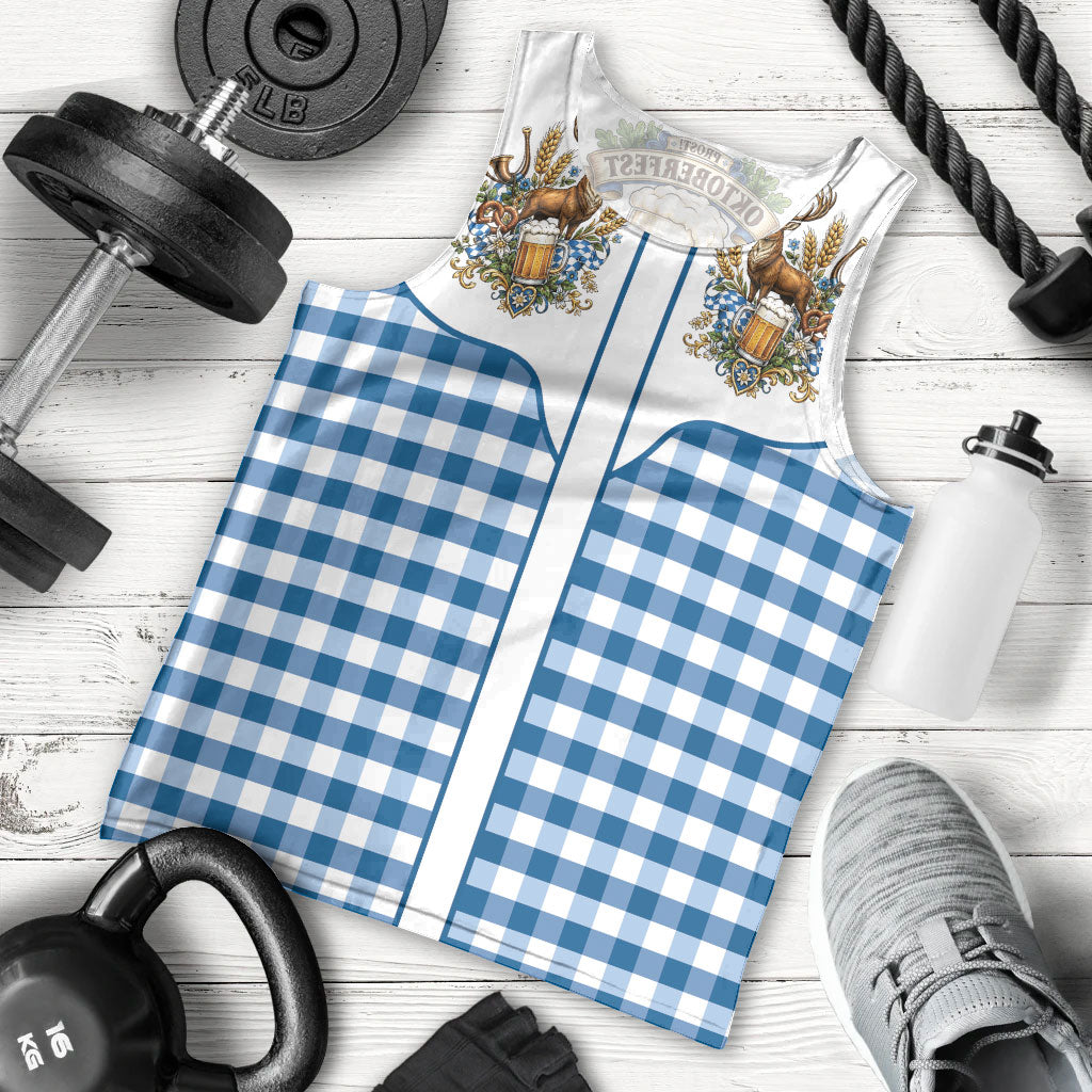 Oktoberfest Men Tank Top Country Cowboy Style Blue Version