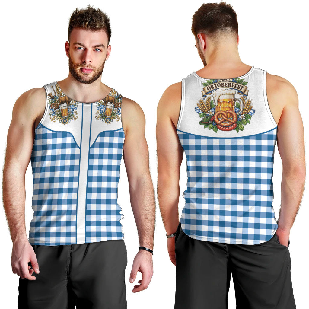 Oktoberfest Men Tank Top Country Cowboy Style Blue Version