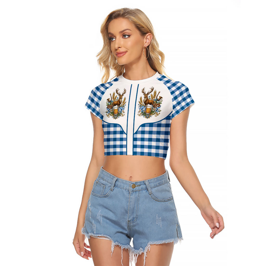 Oktoberfest Raglan Cropped T Shirt Country Cowboy Style Blue Version