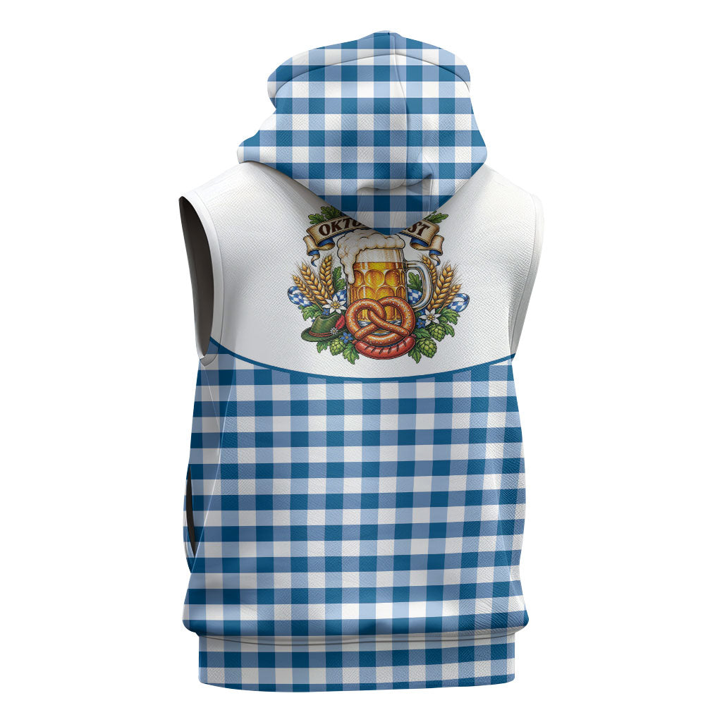 Oktoberfest Sleeveless Zip Hoodie Country Cowboy Style Blue Version