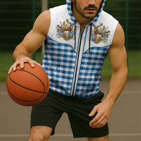 Oktoberfest Sleeveless Zip Hoodie Country Cowboy Style Blue Version