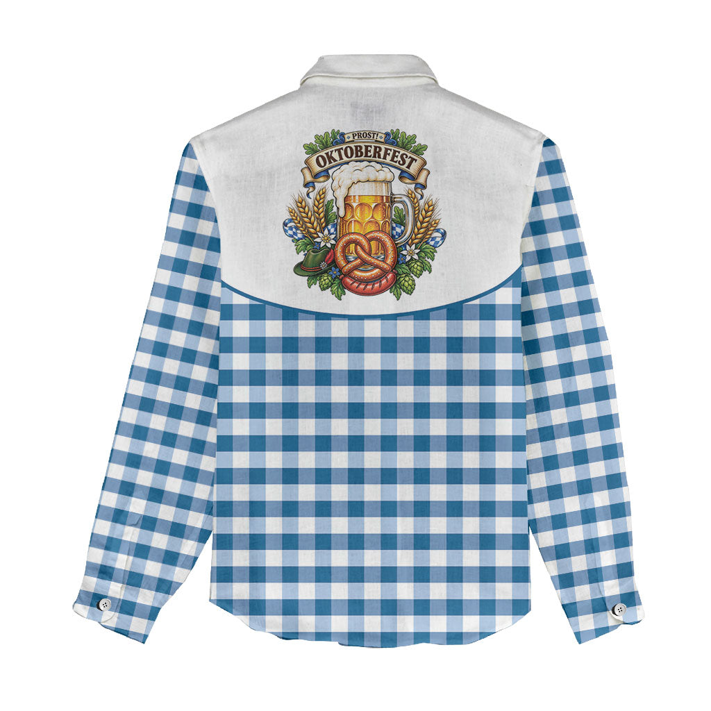 Oktoberfest Women Casual Shirt Country Cowboy Style Blue Version
