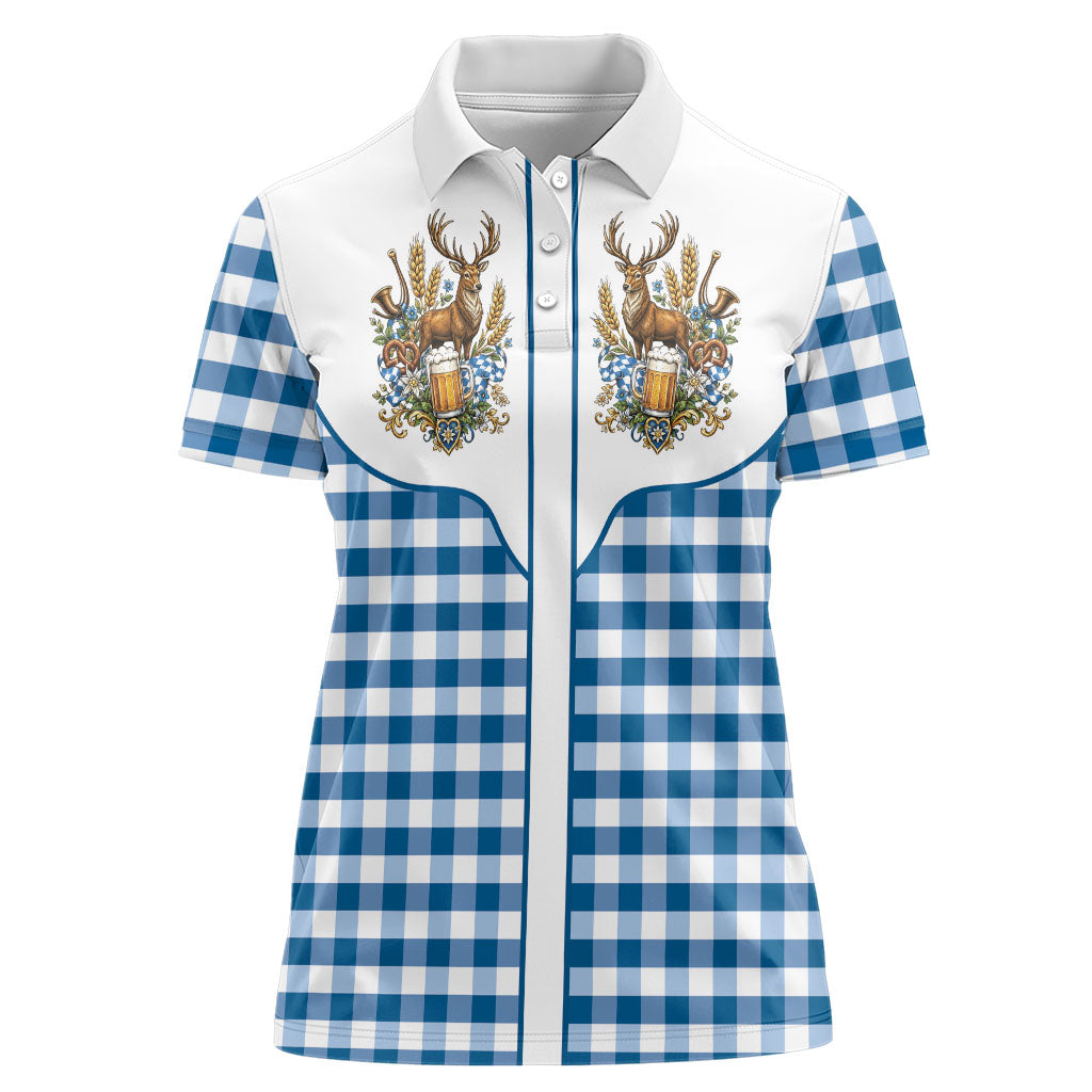 Oktoberfest Women Polo Shirt Country Cowboy Style Blue Version