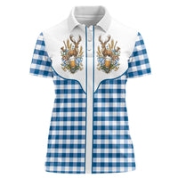 Oktoberfest Women Polo Shirt Country Cowboy Style Blue Version