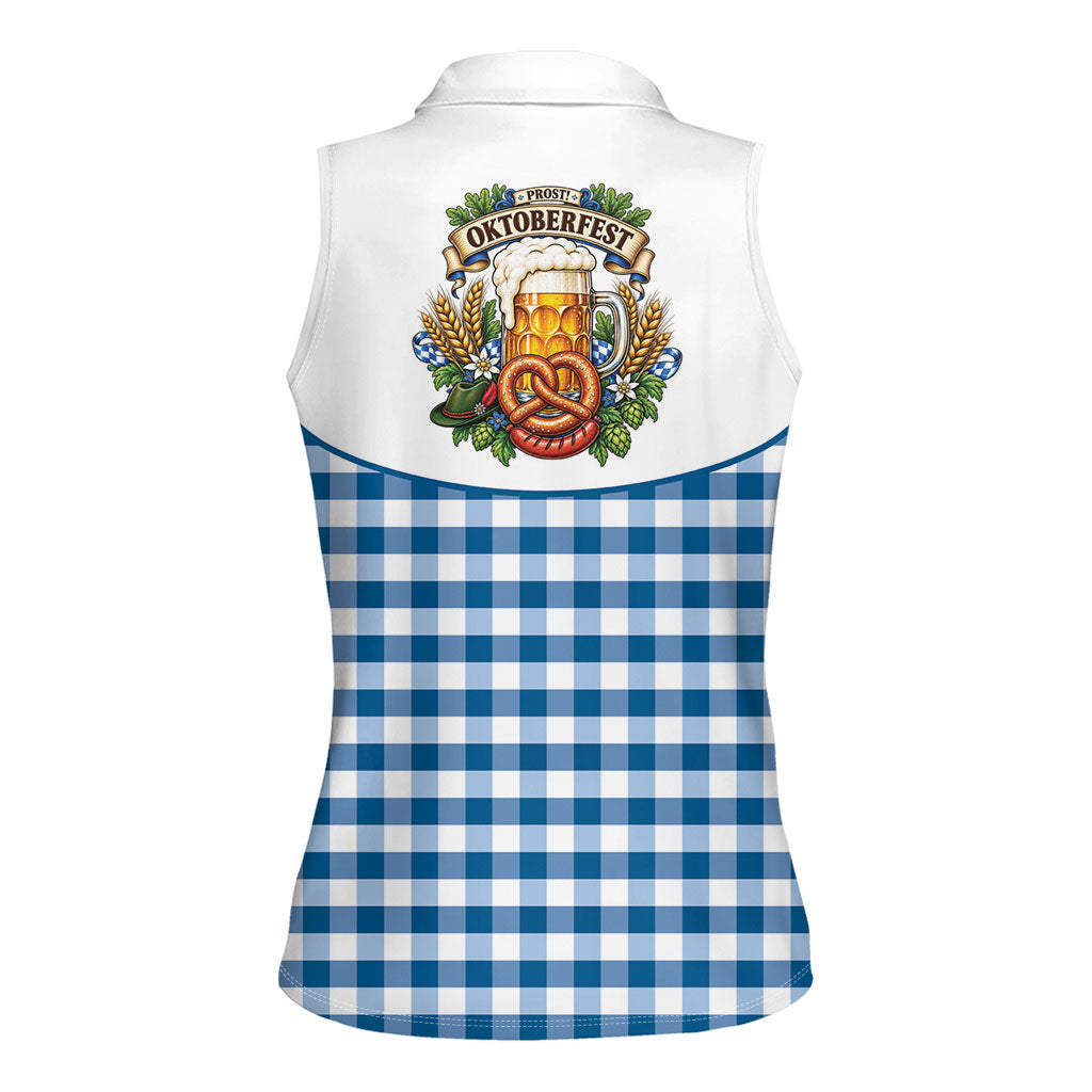 Oktoberfest Women Sleeveless Polo Shirt Country Cowboy Style Blue Version