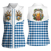 Oktoberfest Women Sleeveless Polo Shirt Country Cowboy Style Blue Version