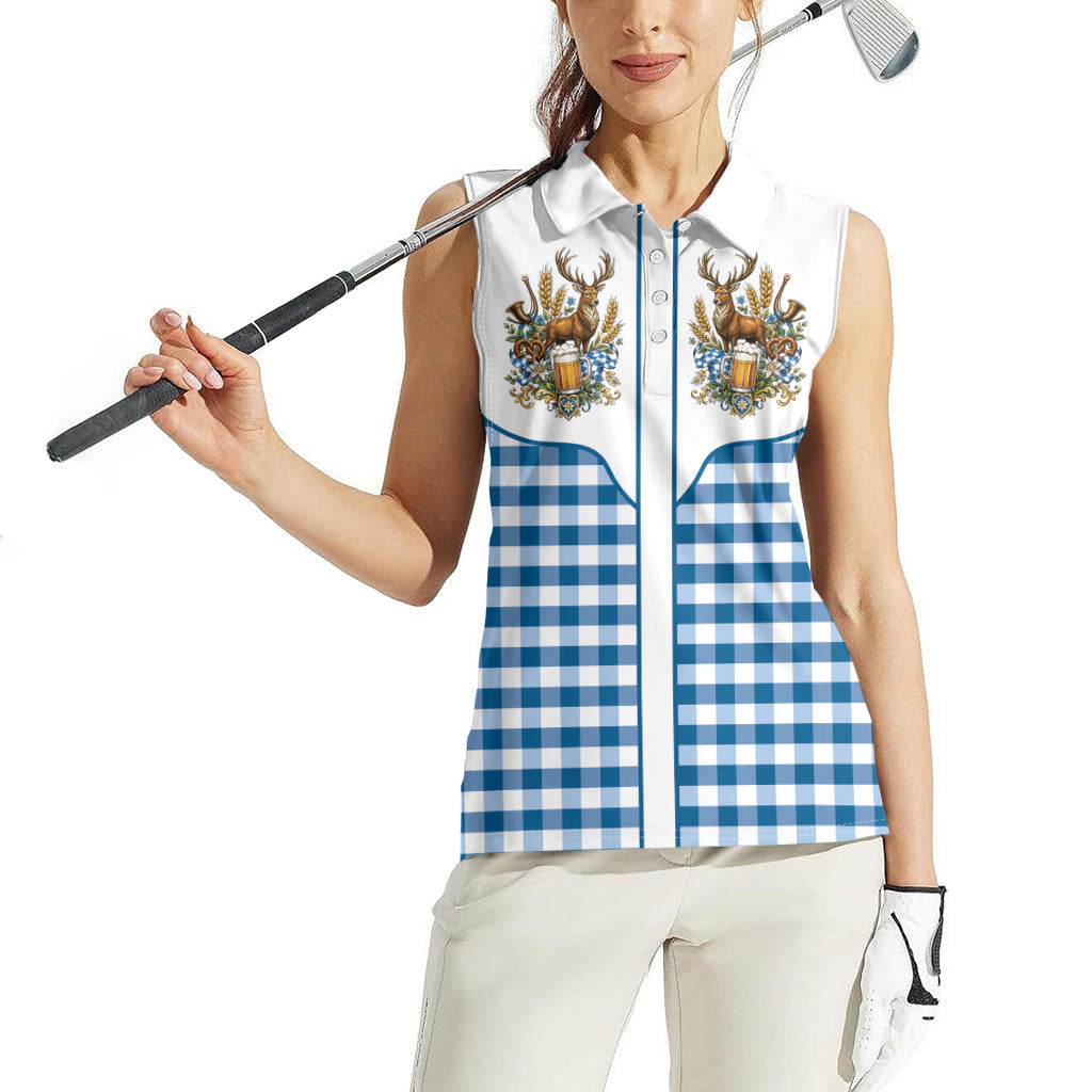 Oktoberfest Women Sleeveless Polo Shirt Country Cowboy Style Blue Version