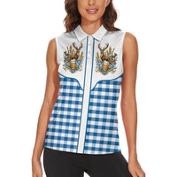 Oktoberfest Women Sleeveless Polo Shirt Country Cowboy Style Blue Version