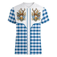 Oktoberfest Women V-Neck T-Shirt Country Cowboy Style Blue Version