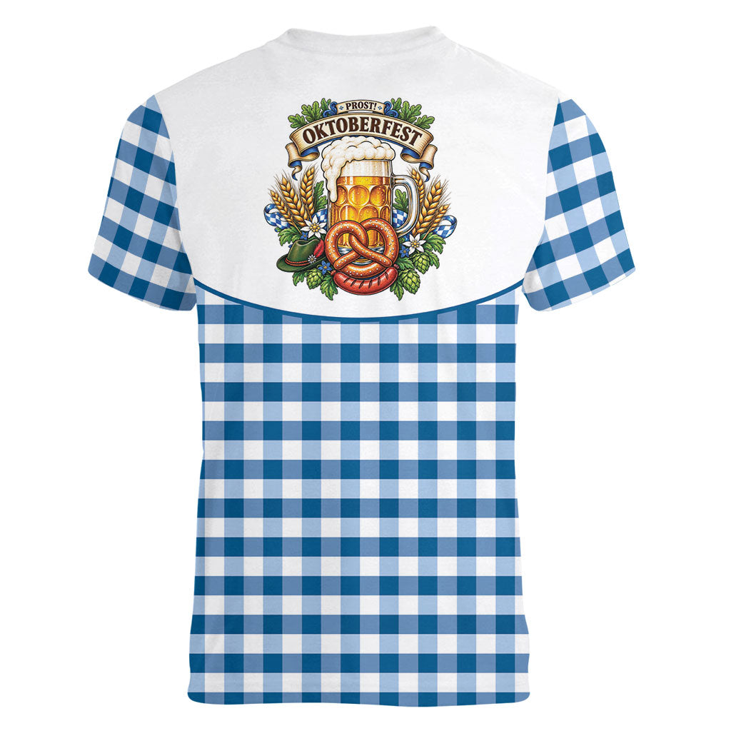 Oktoberfest Women V-Neck T-Shirt Country Cowboy Style Blue Version