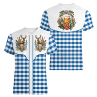 Oktoberfest Women V-Neck T-Shirt Country Cowboy Style Blue Version