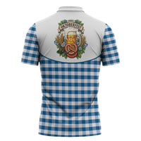 Oktoberfest Zipper Polo Shirt Country Cowboy Style Blue Version