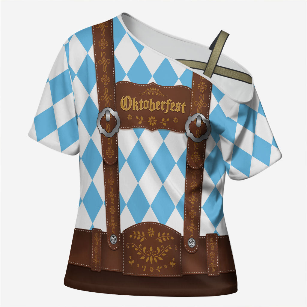 Personalized Lederhosen Oktoberfest Costume Cross Shoulder Shirt