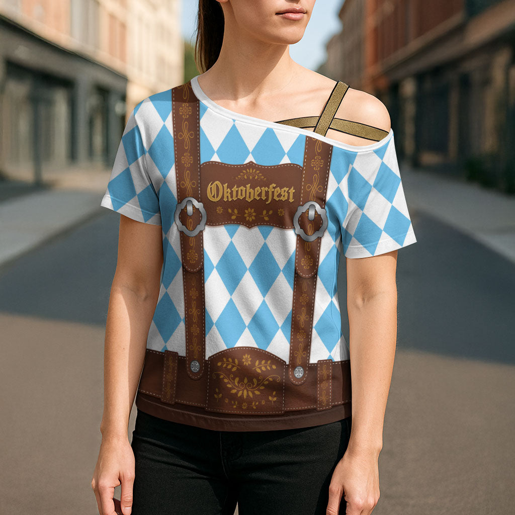 Personalized Lederhosen Oktoberfest Costume Cross Shoulder Shirt