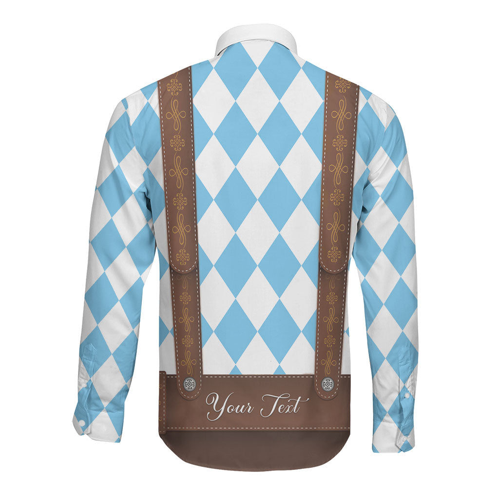 Personalized Lederhosen Oktoberfest Costume Long Sleeve Button Shirt