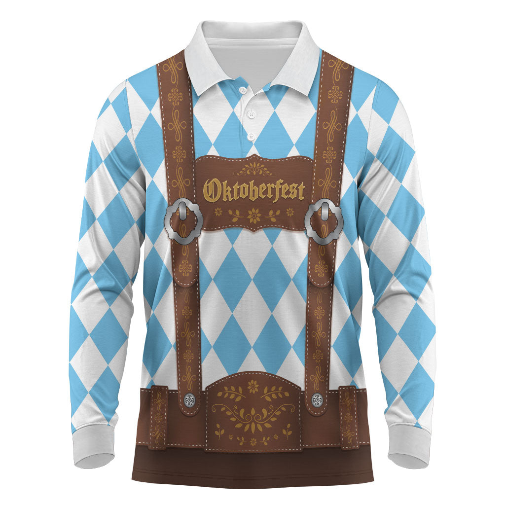 Personalized Lederhosen Oktoberfest Costume Long Sleeve Polo Shirt