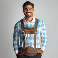 Personalized Lederhosen Oktoberfest Costume Long Sleeve Polo Shirt