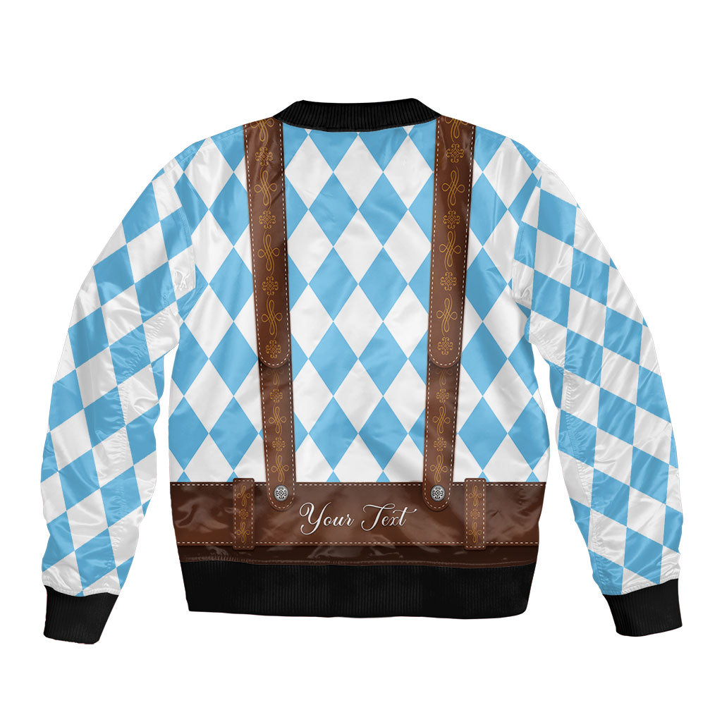 Personalized Lederhosen Oktoberfest Costume Sleeve Zip Bomber Jacket