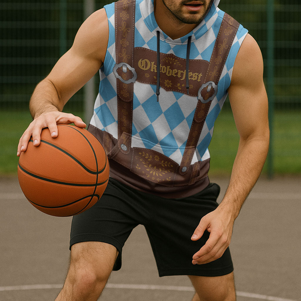 Personalized Lederhosen Oktoberfest Costume Sleeveless Hoodie
