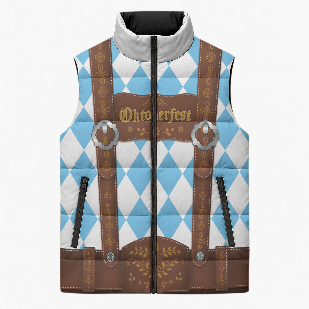 Personalized Lederhosen Oktoberfest Costume Sleeveless Puffer Jacket