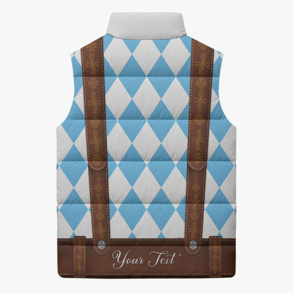 Personalized Lederhosen Oktoberfest Costume Sleeveless Puffer Jacket