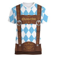 Personalized Lederhosen Oktoberfest Costume Women V-Neck T-Shirt