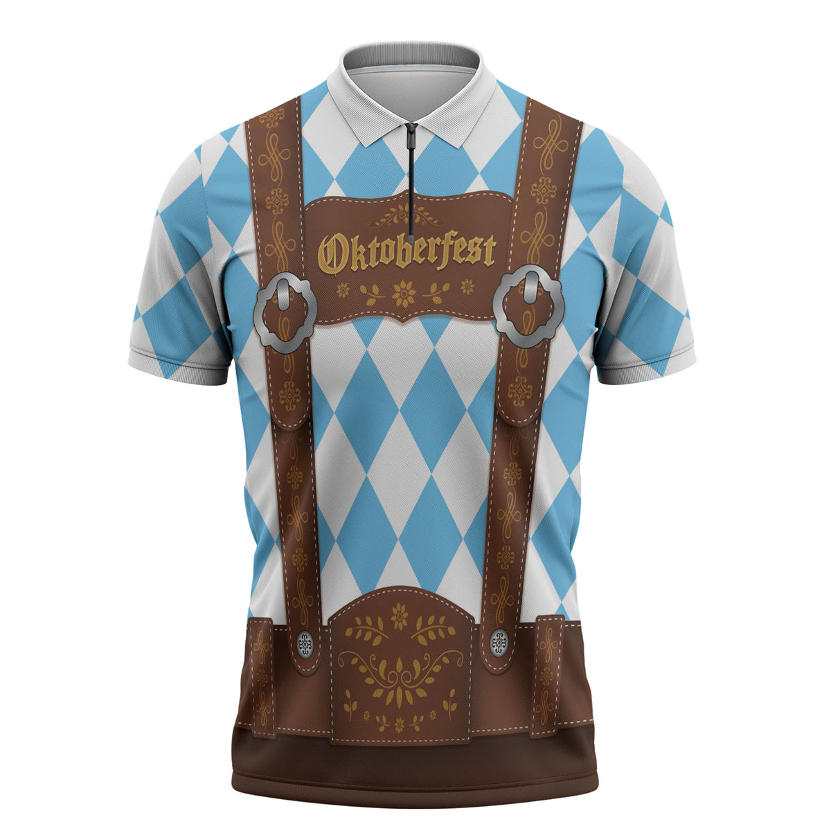 Personalized Lederhosen Oktoberfest Costume Zipper Polo Shirt