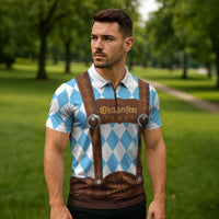 Personalized Lederhosen Oktoberfest Costume Zipper Polo Shirt