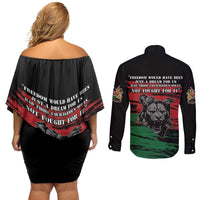 Happy Kenya Mashujaa Day Couples Matching Off Shoulder Short Dress and Long Sleeve Button Shirt Honour Our Heroes, Heroines LT05 - Wonder Print Shop
