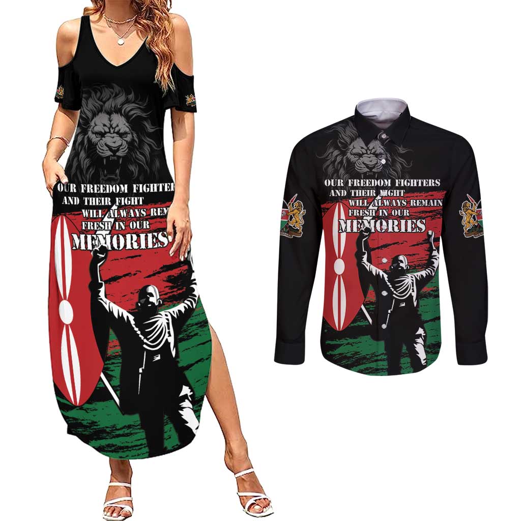 Happy Kenya Mashujaa Day Couples Matching Summer Maxi Dress and Long Sleeve Button Shirt Honour Our Heroes, Heroines LT05 - Wonder Print Shop