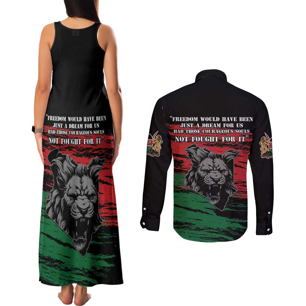 Happy Kenya Mashujaa Day Couples Matching Tank Maxi Dress and Long Sleeve Button Shirt Honour Our Heroes, Heroines LT05 - Wonder Print Shop
