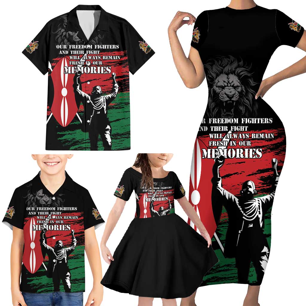 Happy Kenya Mashujaa Day Family Matching Short Sleeve Bodycon Dress and Hawaiian Shirt Honour Our Heroes, Heroines LT05 - Wonder Print Shop