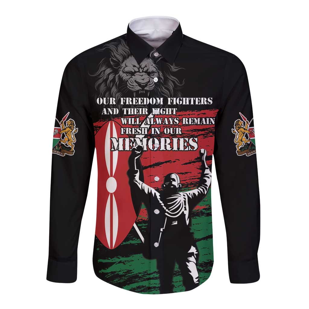 Happy Kenya Mashujaa Day Long Sleeve Button Shirt Honour Our Heroes, Heroines LT05 - Wonder Print Shop
