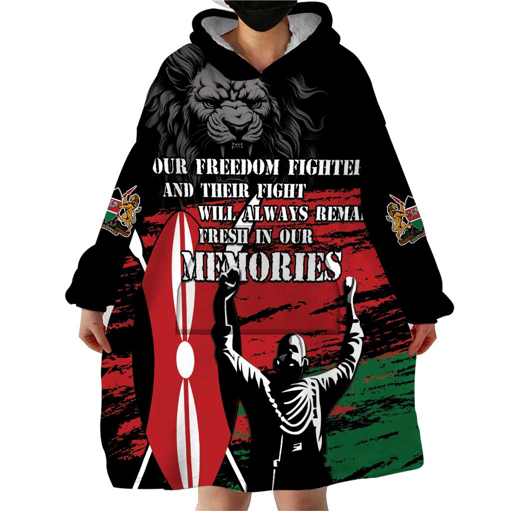Happy Kenya Mashujaa Day Wearable Blanket Hoodie Honour Our Heroes, Heroines LT05 - Wonder Print Shop