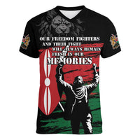 Happy Kenya Mashujaa Day Women V-Neck T-Shirt Honour Our Heroes, Heroines LT05 - Wonder Print Shop