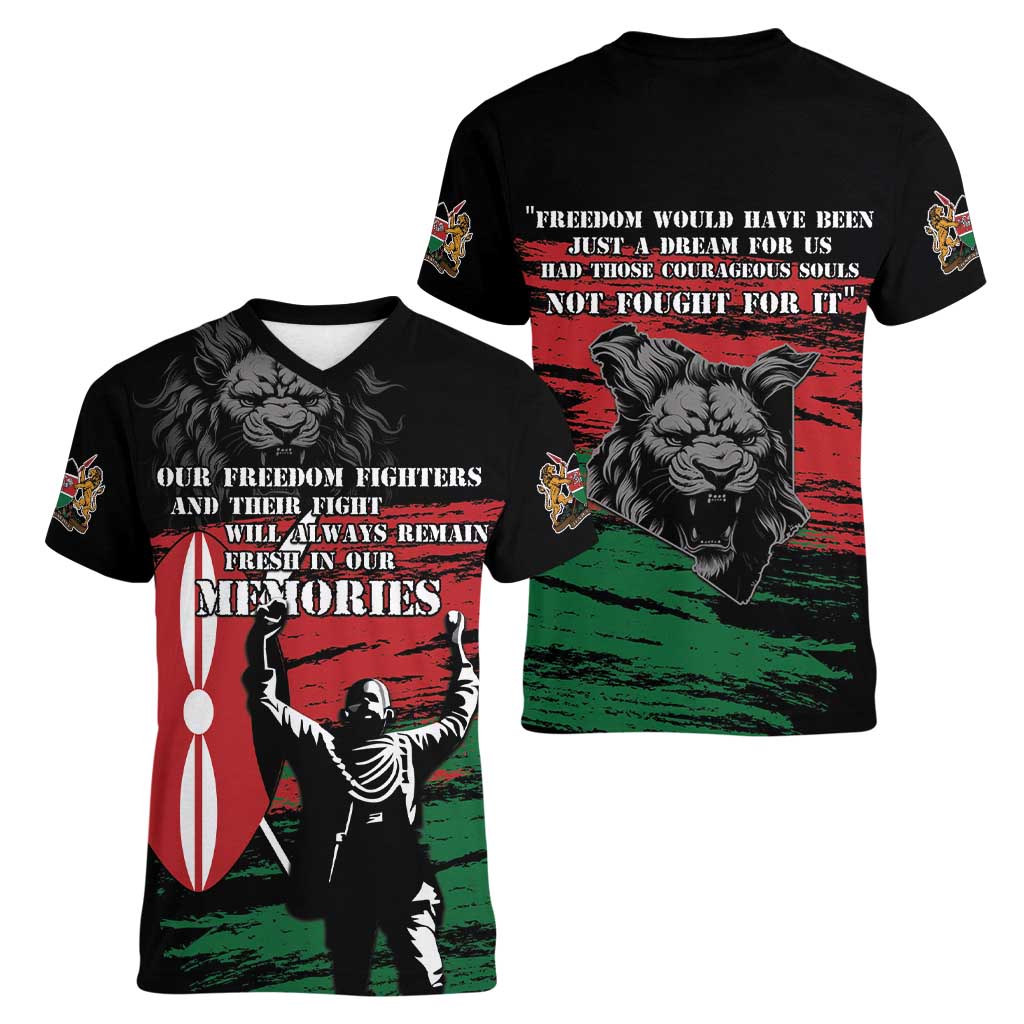 Happy Kenya Mashujaa Day Women V-Neck T-Shirt Honour Our Heroes, Heroines LT05 - Wonder Print Shop