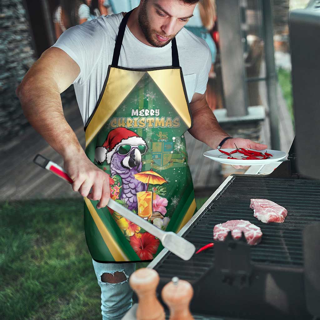 Dominica Christmas Apron Funny Santa Sisserou Parrot - Wonder Print Shop