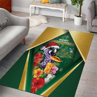 Dominica Christmas Area Rug Funny Santa Sisserou Parrot - Wonder Print Shop