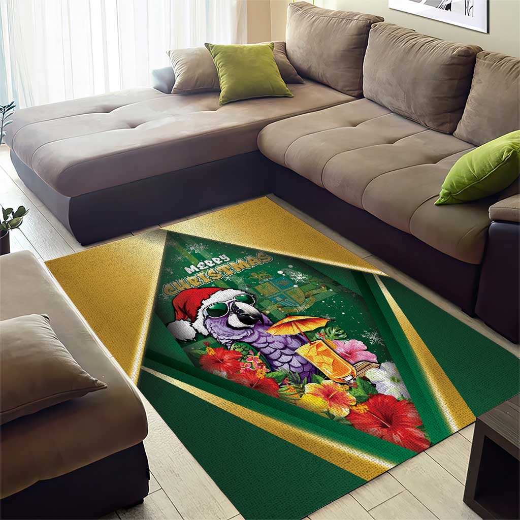 Dominica Christmas Area Rug Funny Santa Sisserou Parrot - Wonder Print Shop