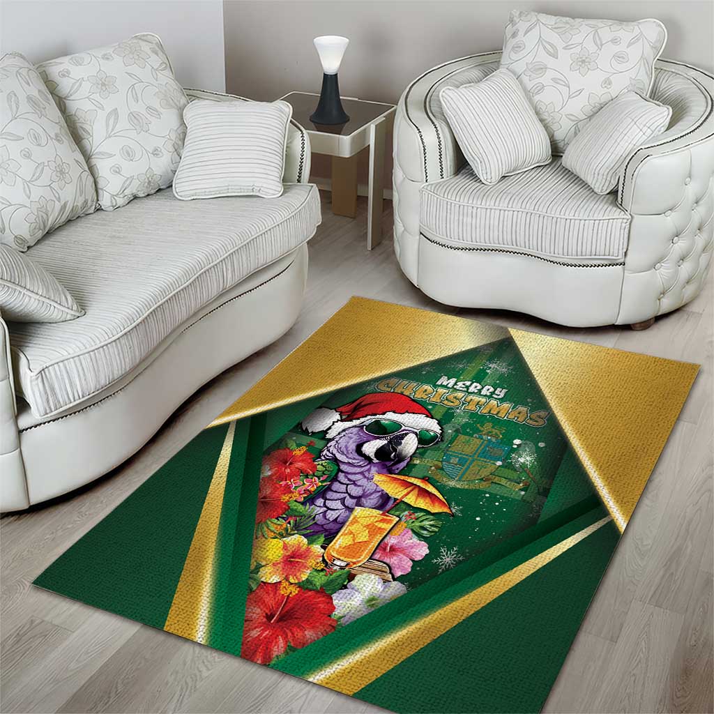 Dominica Christmas Area Rug Funny Santa Sisserou Parrot - Wonder Print Shop