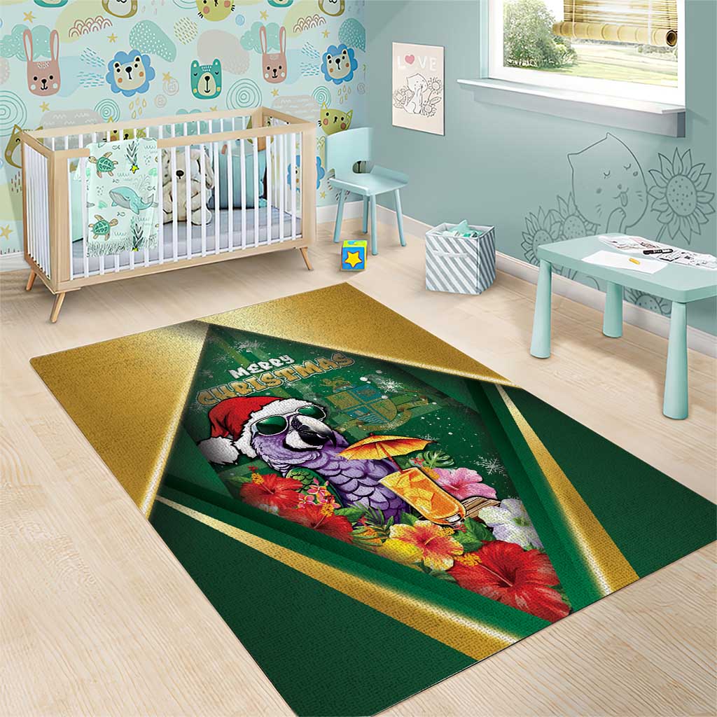 Dominica Christmas Area Rug Funny Santa Sisserou Parrot - Wonder Print Shop