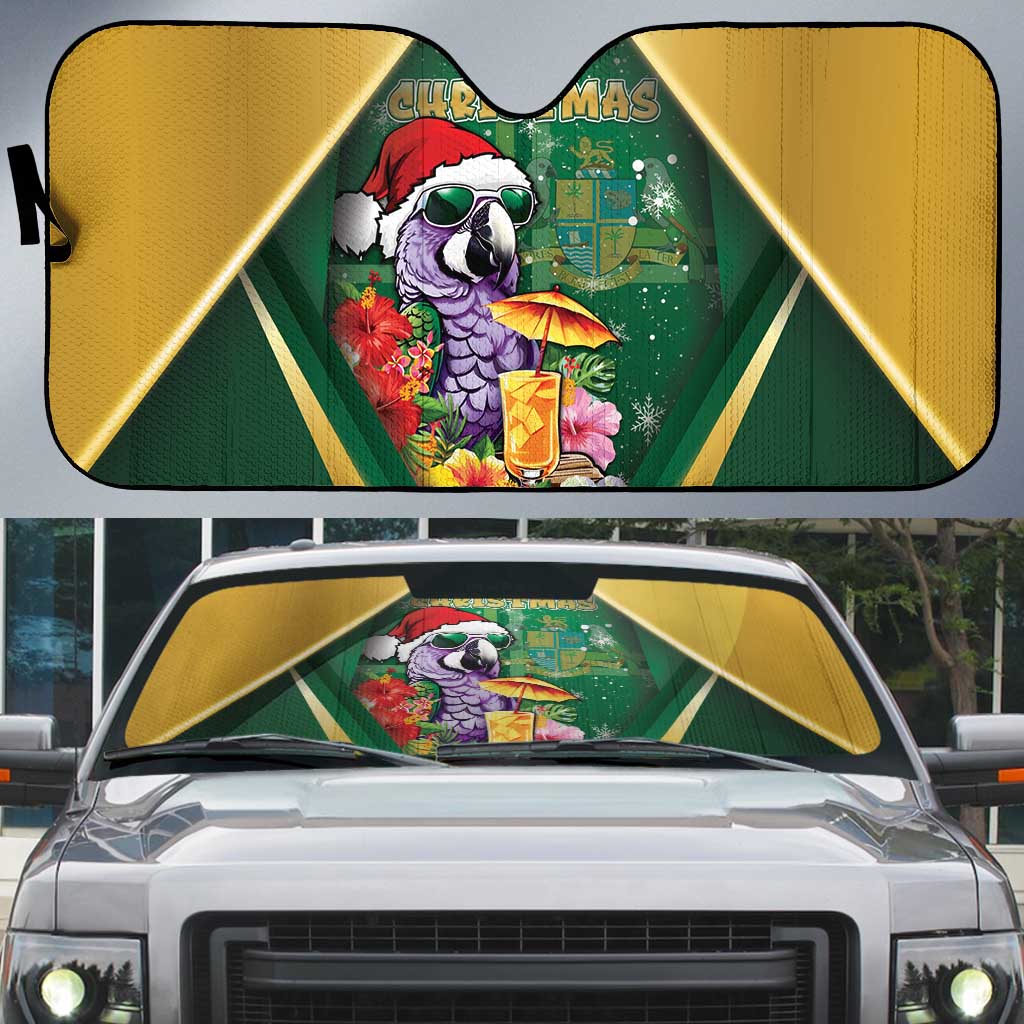 Dominica Christmas Auto Sun Shade Funny Santa Sisserou Parrot - Wonder Print Shop