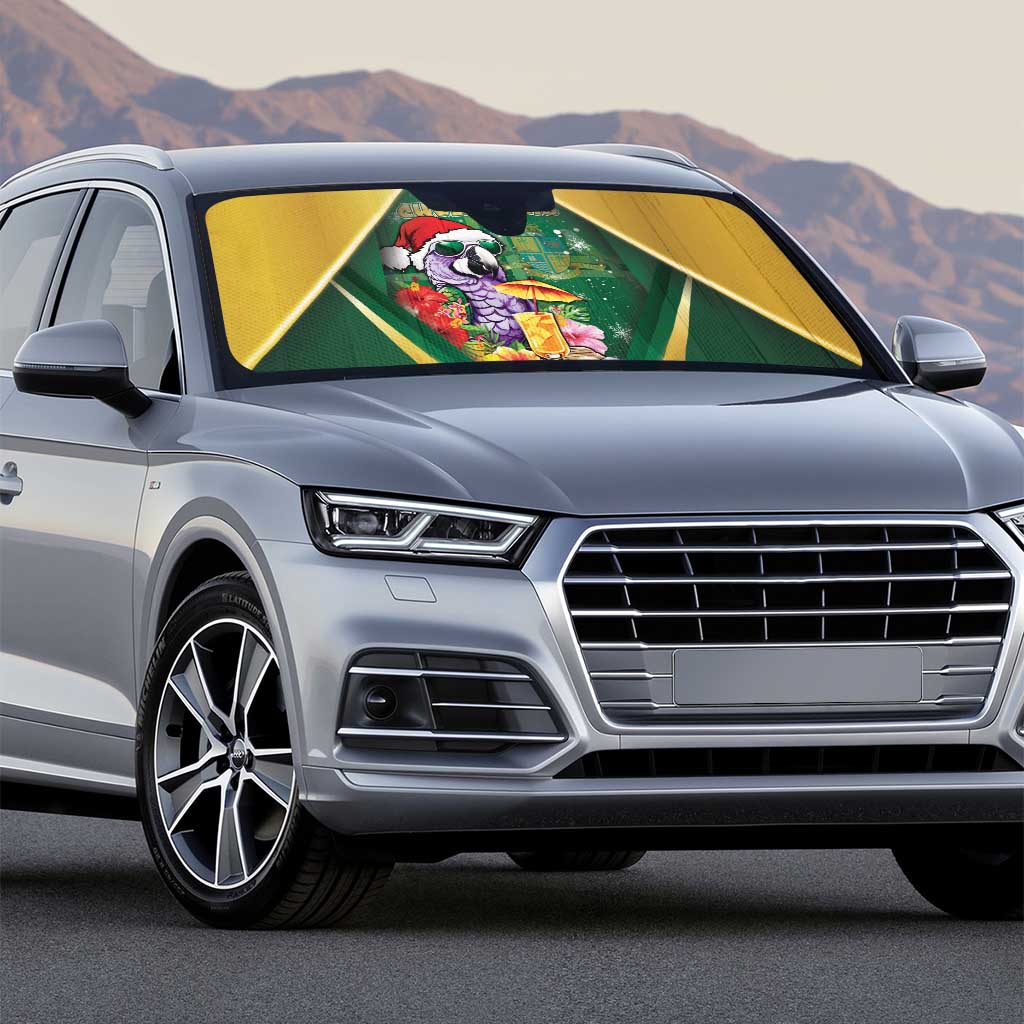 Dominica Christmas Auto Sun Shade Funny Santa Sisserou Parrot - Wonder Print Shop